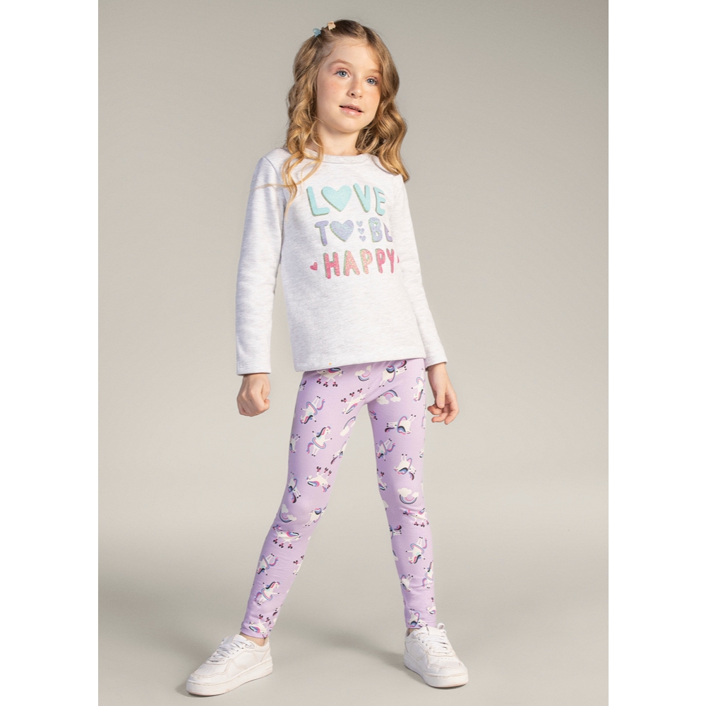 Conjunto Infantil Menina Blusa Moletom e Legging Brandili