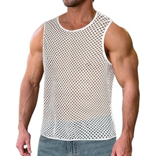 Camiseta Masculina De Malha Arrastão Com Transparência, Gola Redonda E Justa, Roupa De Balada em Oferta na Shopee