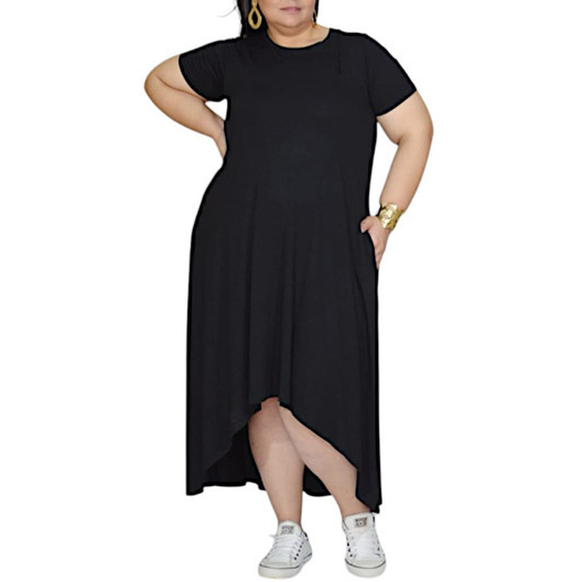 Vestido Feminina Mullet Plus Size Preto Roupa Evangélica Tendencia Verão Tam 54