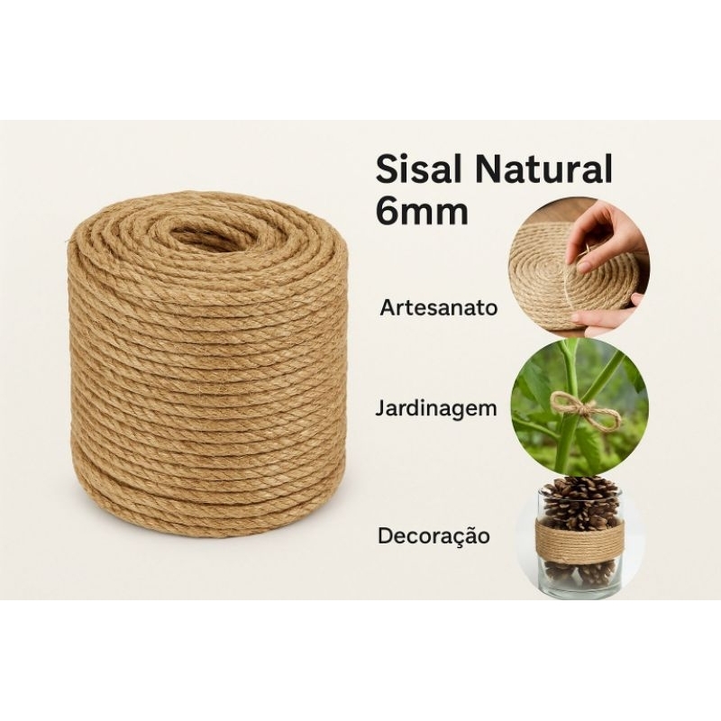 Corda Metros FIO SISAL 6mm Para Arranhadores e Artesanatos