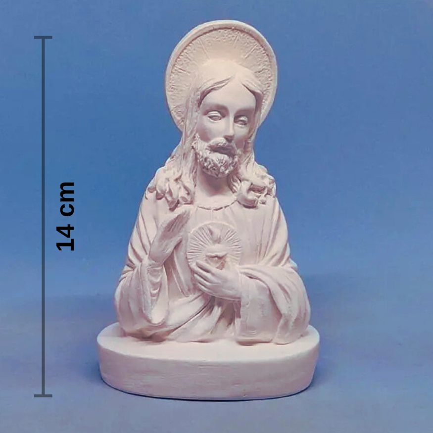 BUSTO SAGRADO CORAÇÃO DE JESUS  14cm Gesso