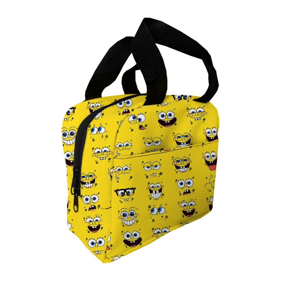 Bolsa Térmica Bob Esponja calça quadrada Almoço Marmita Conserva Alimentos Impermeável e Leve