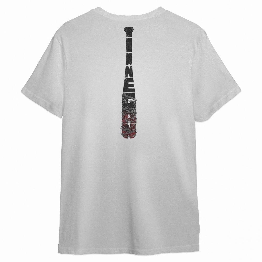 Camiseta Masculina Estampada Personagem Clássico Negan Taco para Fãs da Série The Walking Dead Adulto e Infantil