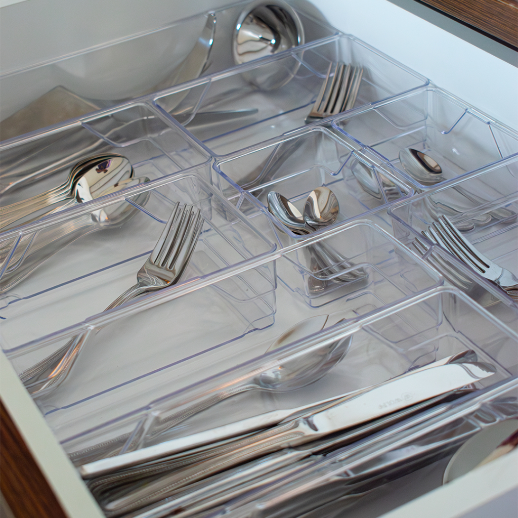 Escolha Kit de 5 até 18 Organizador Acrílico Multiuso Modular para Maquiagem Gavetas Talher Cristal
