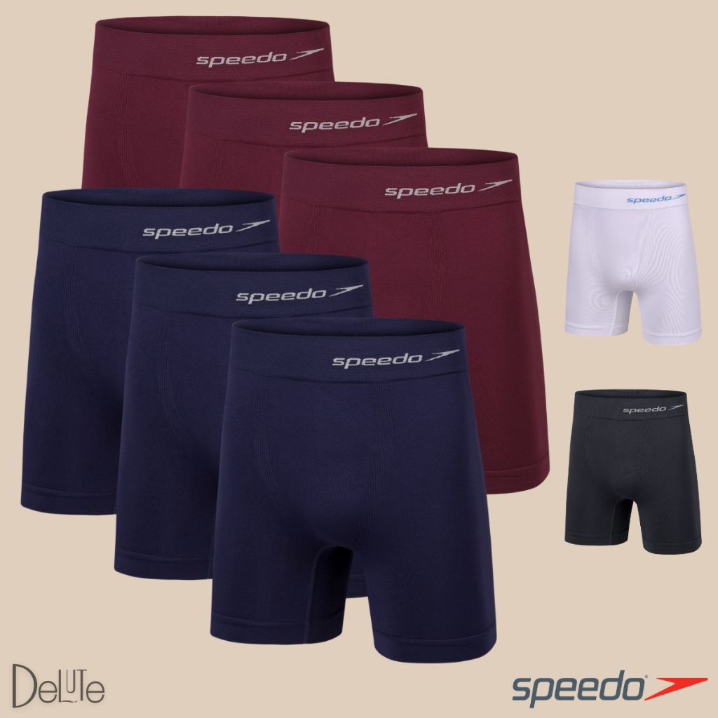 Cueca Boxer Speedo Kit 6 Masculina Com Pernas Longas E Tecido Sem Costura