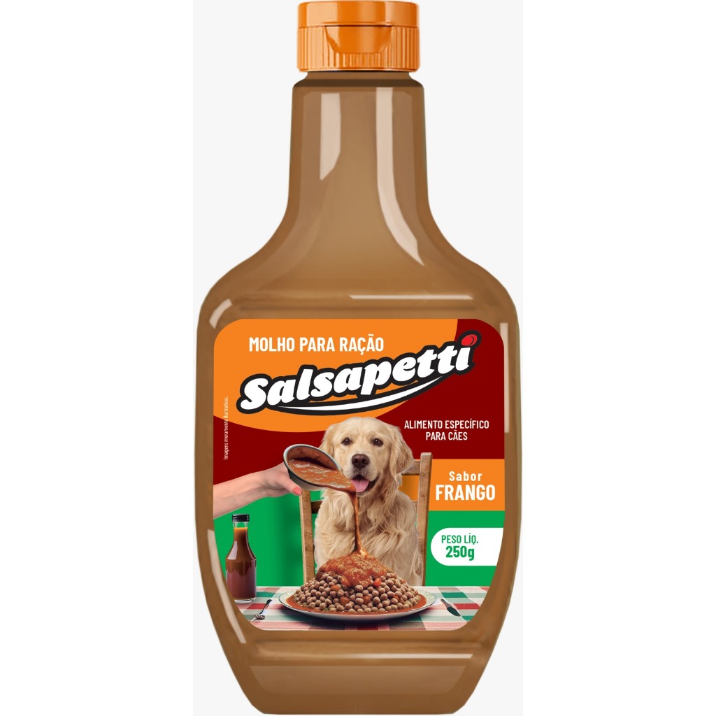 Molho para Ração de Cachorro Sabor Frango 250g Cremoso Salsapetti Sachê para Cachorro Molho para Ração Pet