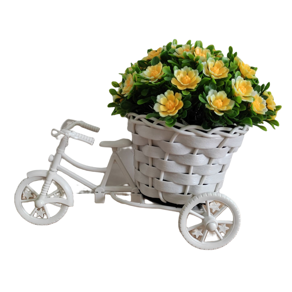 Bicicleta Cestinha com Arranjo de Flores Artificial  Mesa Vitrine Decoração Balcão Bucho Lindos e Delicados