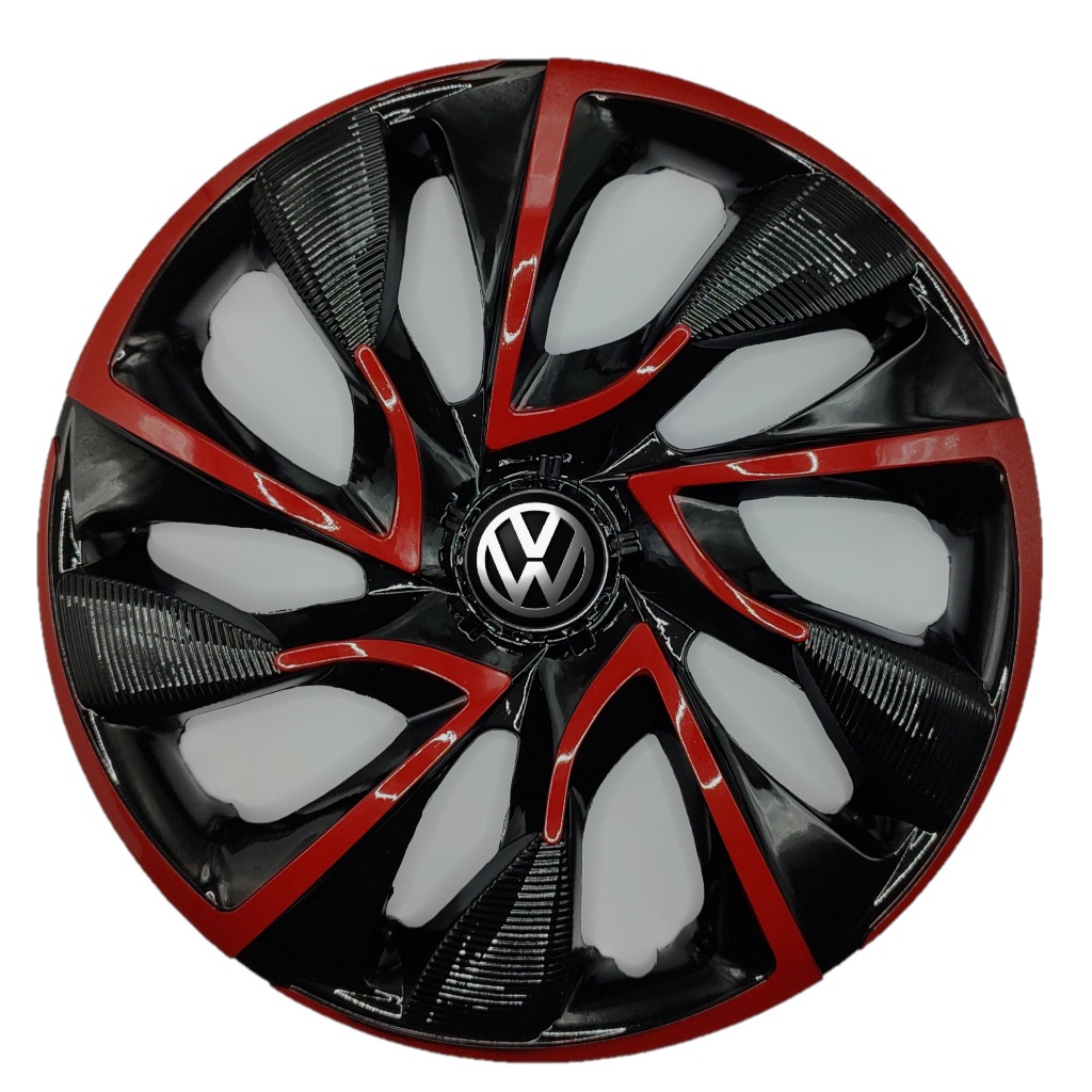 Jogo 4 Calotas Esportiva Aro 14 VW Gol Fox Up Polo DS4 Black Red Cup Vermelho