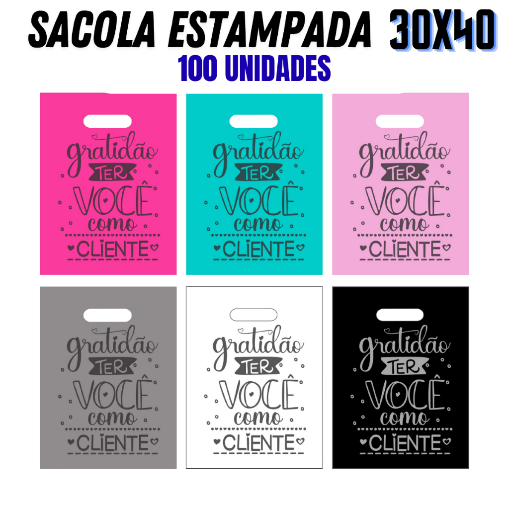 Sacola 30x40 e 40x50. 100 UNIDADES boca de palhaço estampada . lojas boca vasada frases em Oferta na Shopee