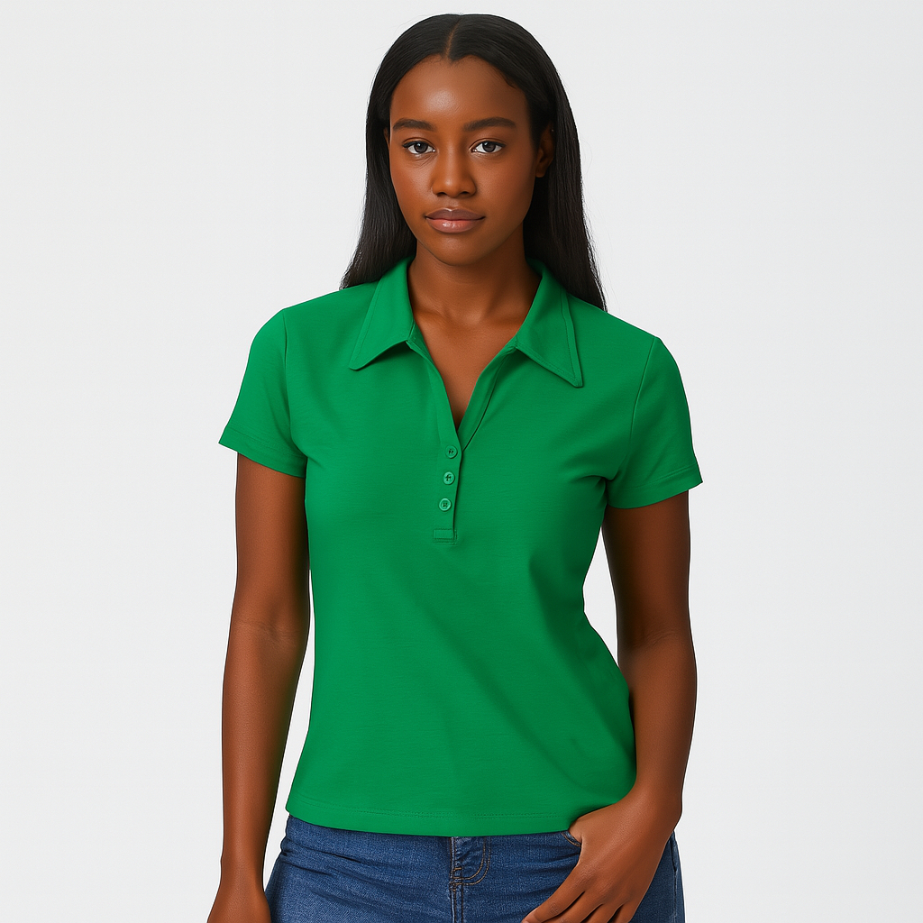 Blusa Gola Polo em Cotton decote V Lisa KB403-C1