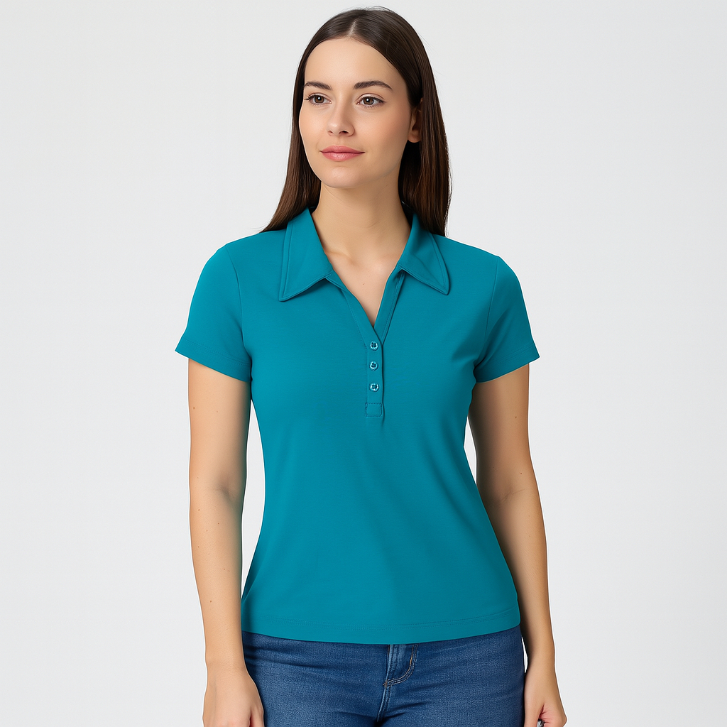 Blusa Gola Polo em Cotton decote V Lisa KB403-A