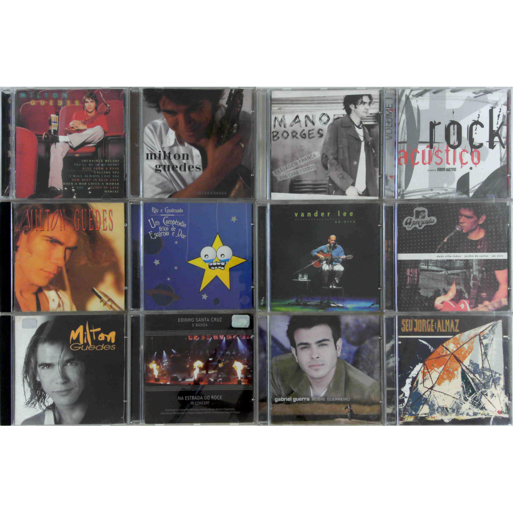 Lote de 12 CDs - Milton Guedes, Mano Borges, Gabriel Guerra, Seu Jorge, Vander Lee, Edinho Santa Cruz