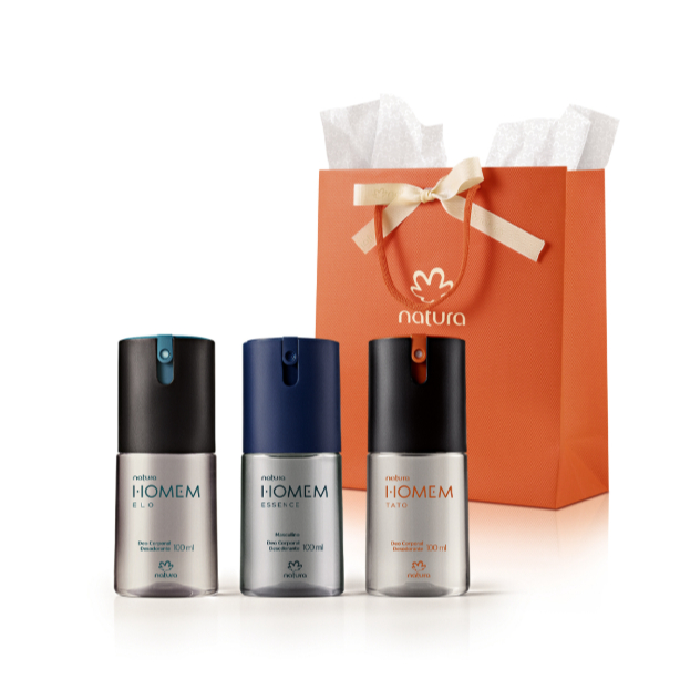 Natura Homem Trio de Desodorantes Original Presente Tato Essence Elo Perfume Colônia Deo Corporal