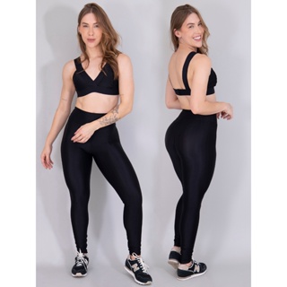 Conjunto Top + Calça Legging de Poliamida New Zig Basico Moda Feminina Fitness em Oferta na Shopee