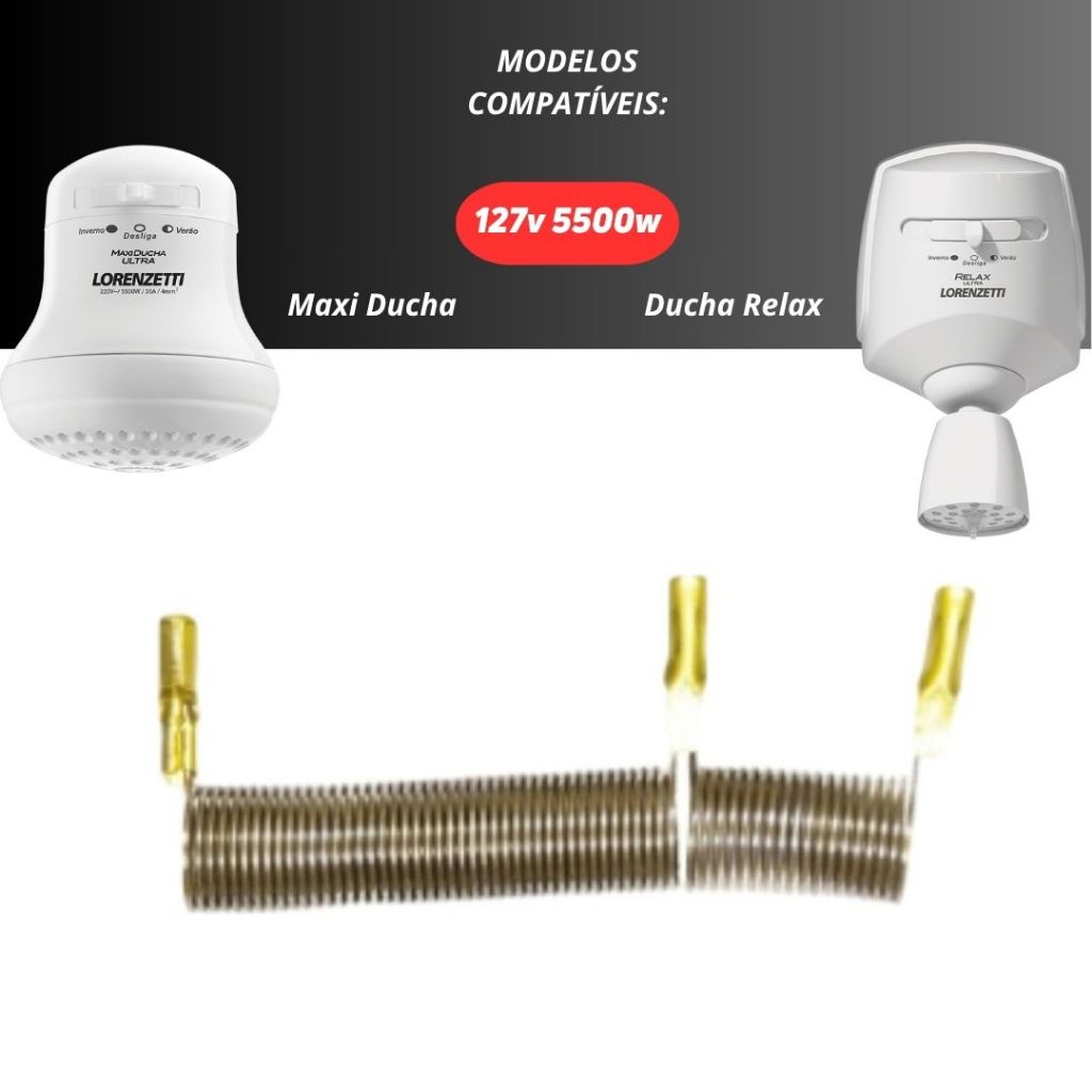 Resistência Chuveiro Lorenzetti 127V Maxi Ducha Relax  Bello Banho 5500W