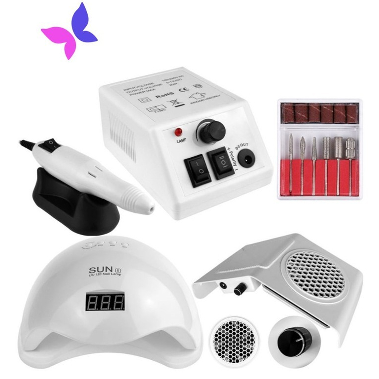 Kit Profissional Unhas – Cabine Sun 5 + Motor Mercedes + Aspirador de Pó - Manicure Nail Desinger em Oferta na Shopee