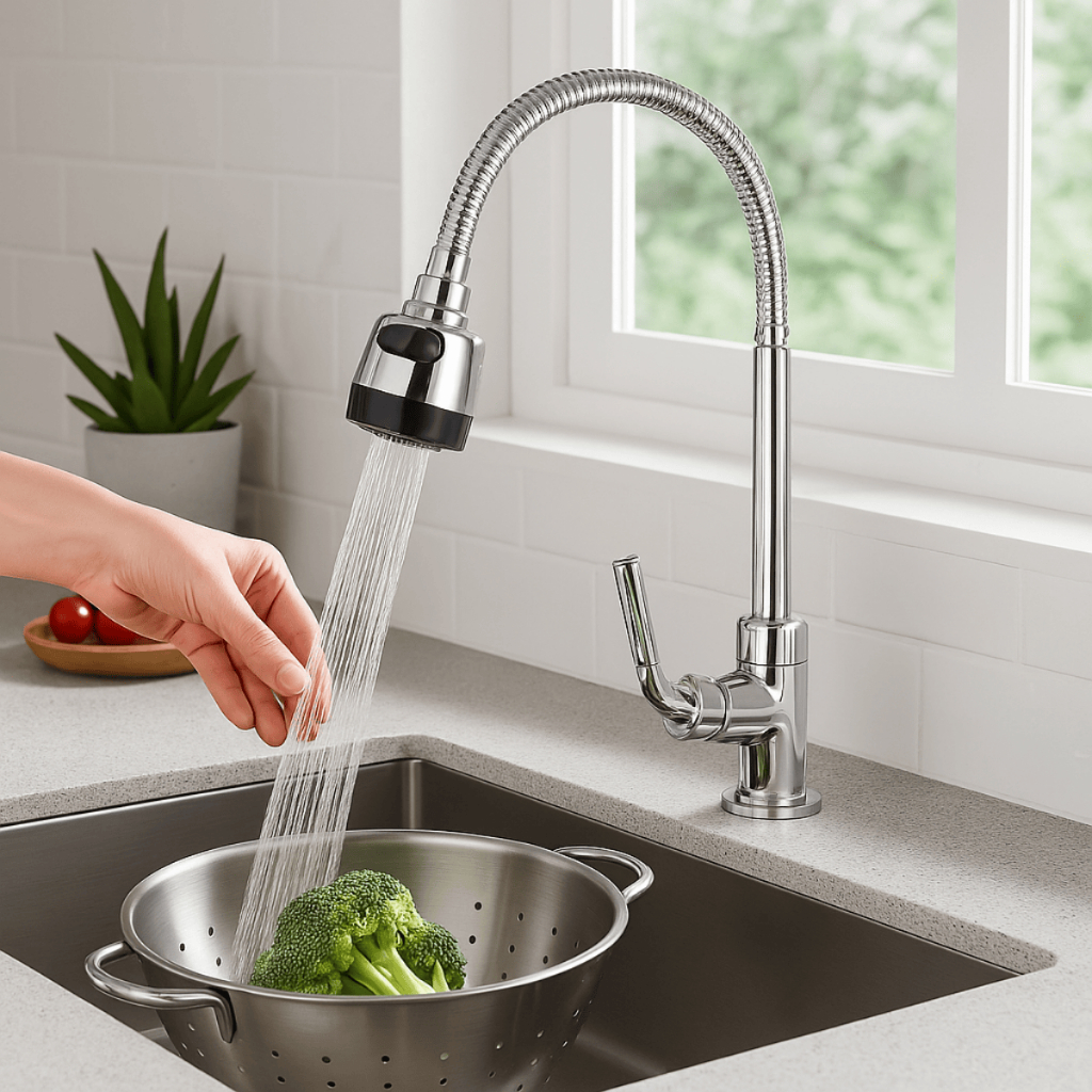 Torneira Gourmet Cozinha Flexível de Parede/Bancada Pia com Ducha 1/2 Inox