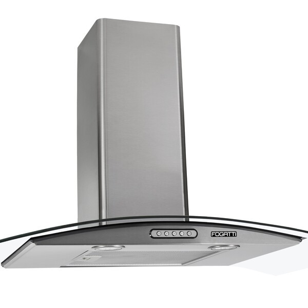 Imagem Coifa De Parede Fogatti Vidro Curvo Slim Inox 4 E 6 Bocas 90cm