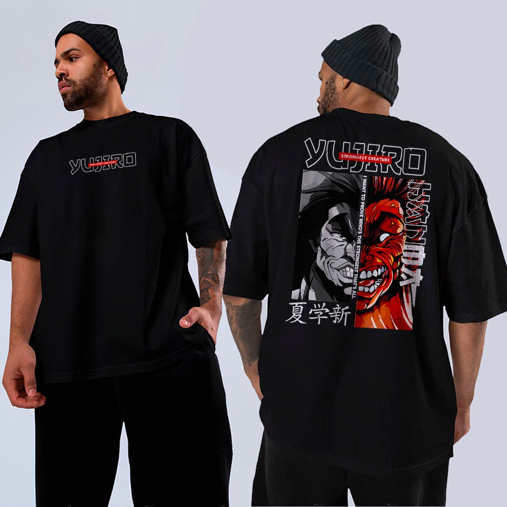 Camiseta Básica e Oversized Unissex Yujiro Hanma The Power Arte Anime Manga