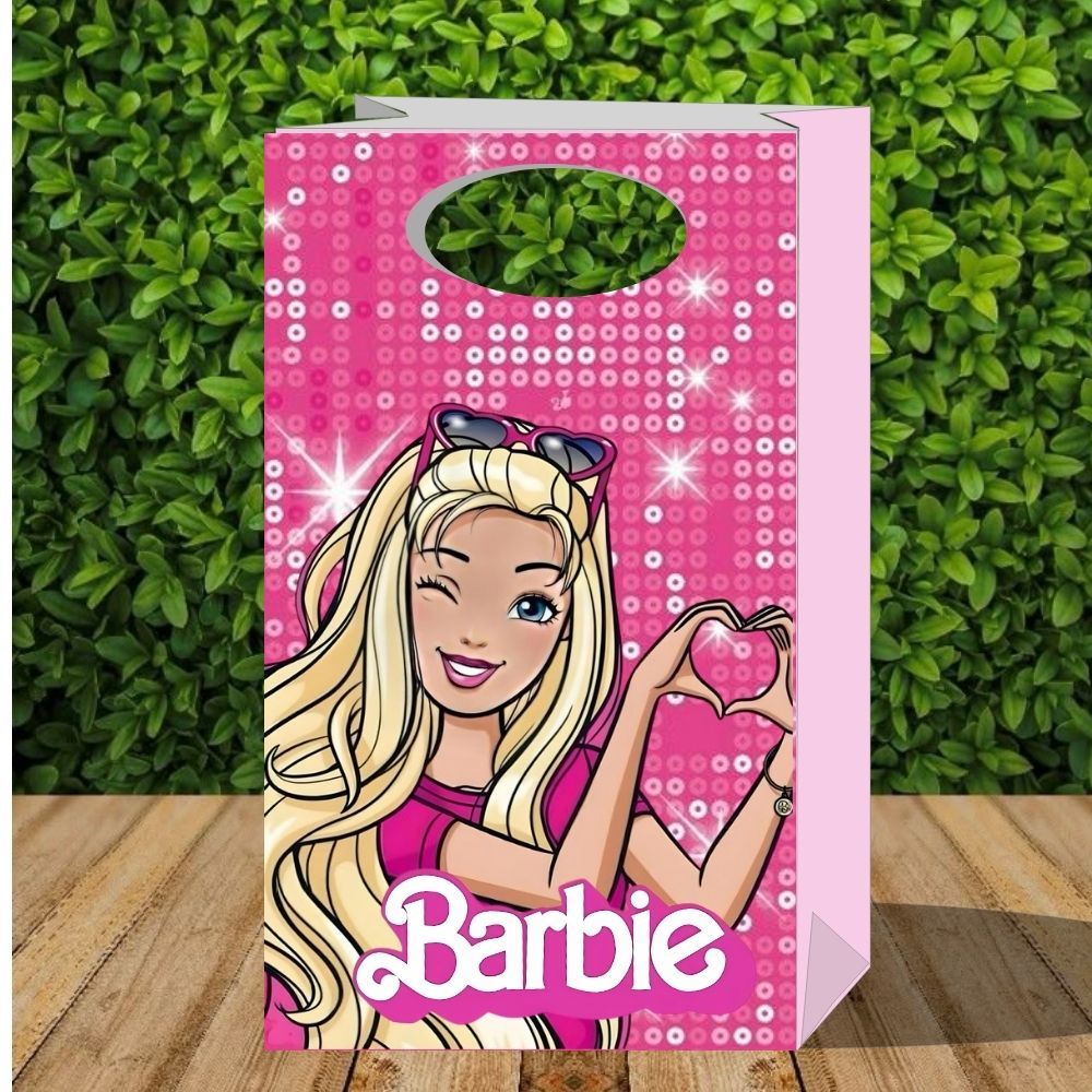 Barbie lembrancinha sacolinha surpresa modelo 1 PEGUE E MONTE festa infantil -barbie fashion caixinha decoração de festa