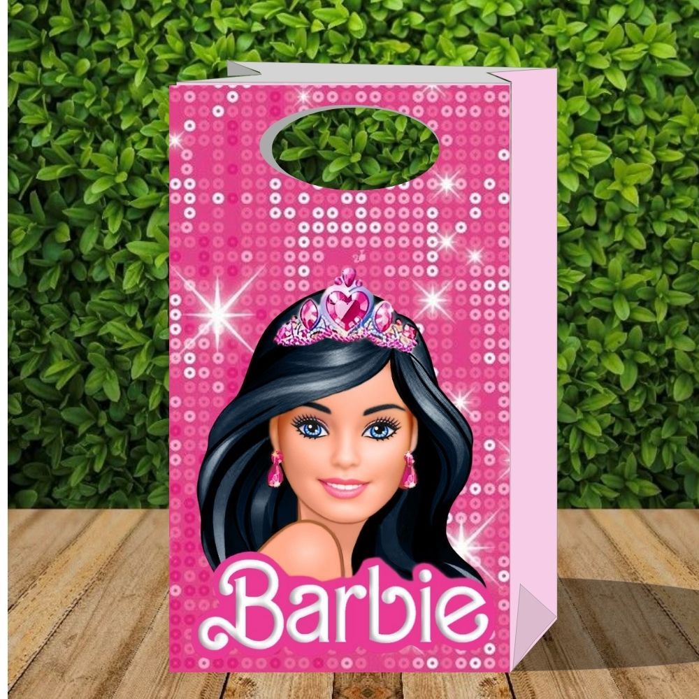 Barbie morena lembrancinha sacolinha surpresa  PEGUE E MONTE festa infantil - fashion caixinha decoração de festa