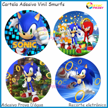 Kit 120 Adesivos selo Sonic | Personagem SONIC |  Medida 4x4