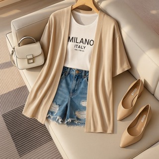Kimono Feminino Longo Blusa Malha Cardigan Manga 3/4 tendência blogueira em Oferta na Shopee