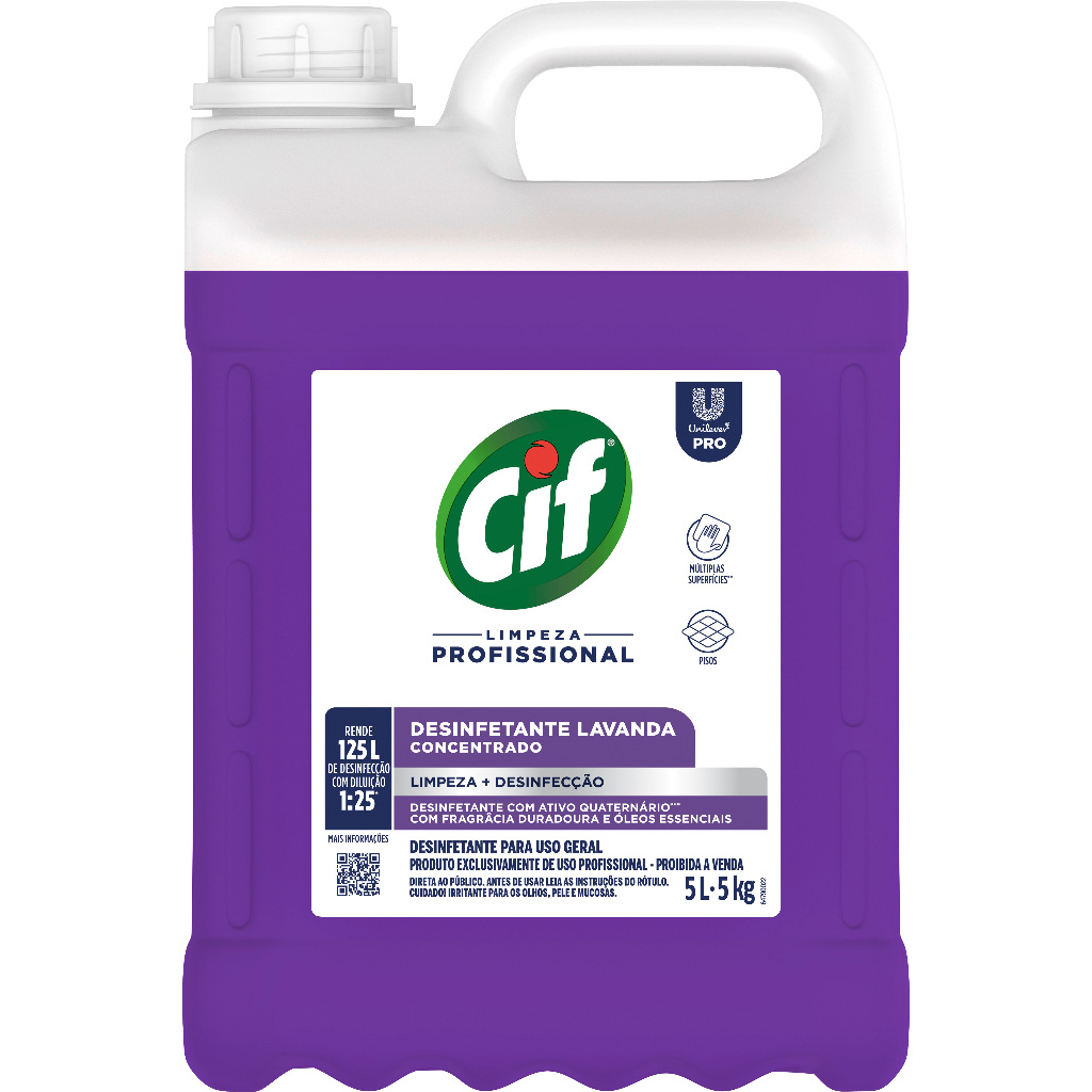 Cif Desinfetante Concentrado 5 Litros Uso Profissional e Doméstico - Rende 200L - Limpeza Pesada