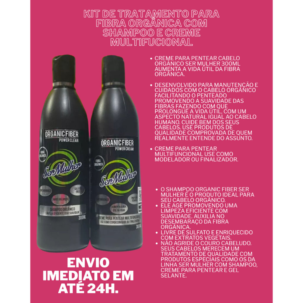 Tratamento para Fibra Orgânica – Kit com Shampoo e Creme Multifuncional em Oferta na Shopee