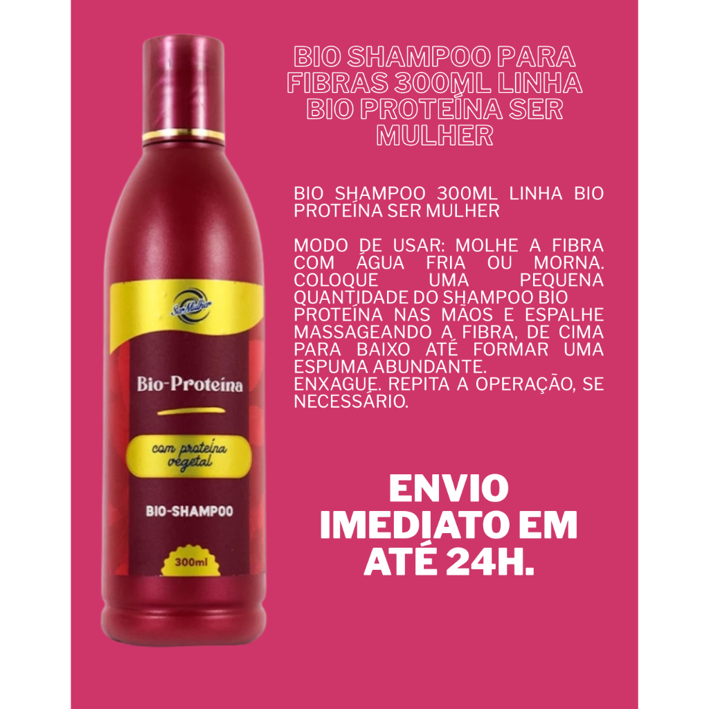 Bio Shampoo Ser Mulher 300ml Linha Bio Proteína - Ideal p/ Tranças, Fibras e Orgânicos  Limpeza Profunda elimina coceira