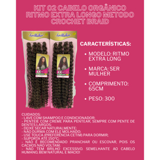 Kit 02 Cabelo Orgânico Ritmo Extra Longo Metodo Crochet Braid em Oferta na Shopee