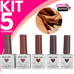 Kit Tons de Marrom Real Love Esmalte em Gel Linha Light - Unhas Profissional Brilho e Alta Pigmentação