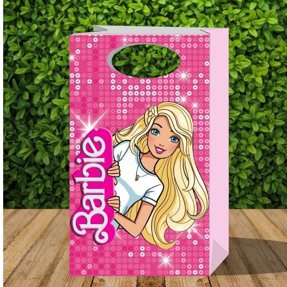 Barbie lembrancinha sacolinha surpresa modelo 2 PEGUE E MONTE festa infantil -barbie fashion caixinha decoração de festa