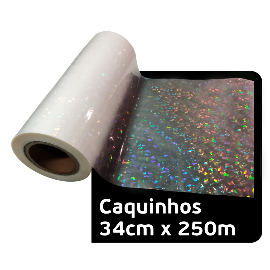 BOPP Holográfico *Caquinhos/Pedras* Bobina 34cm x 250m em Oferta na Shopee