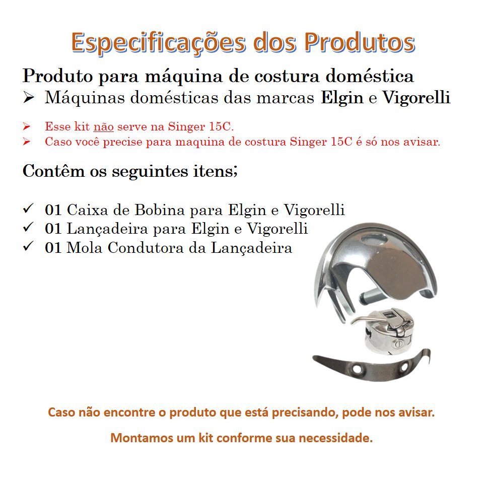 Lançadeira Caixa de Bobina Mola Condutora Elgin Vigorelli
