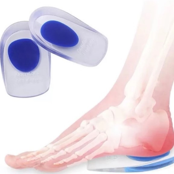 Par Meia Palmilha Anti impacto Silicone Gel Ortopédica Calcanhar Esporão
