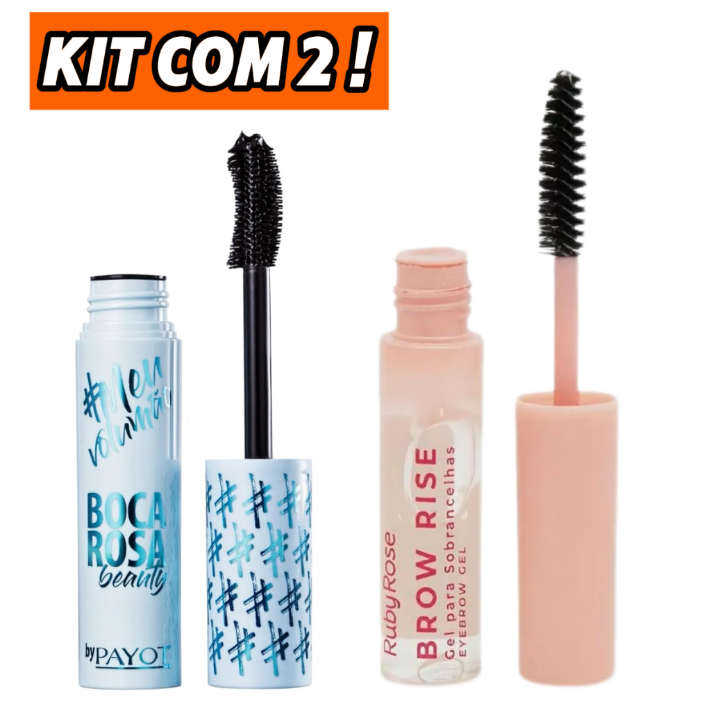 Kit Máscara para Cílios Rímel Meu Volumão Boca Rosa+ Gel para Sobrancelhas Ruby Rose Brow Rise