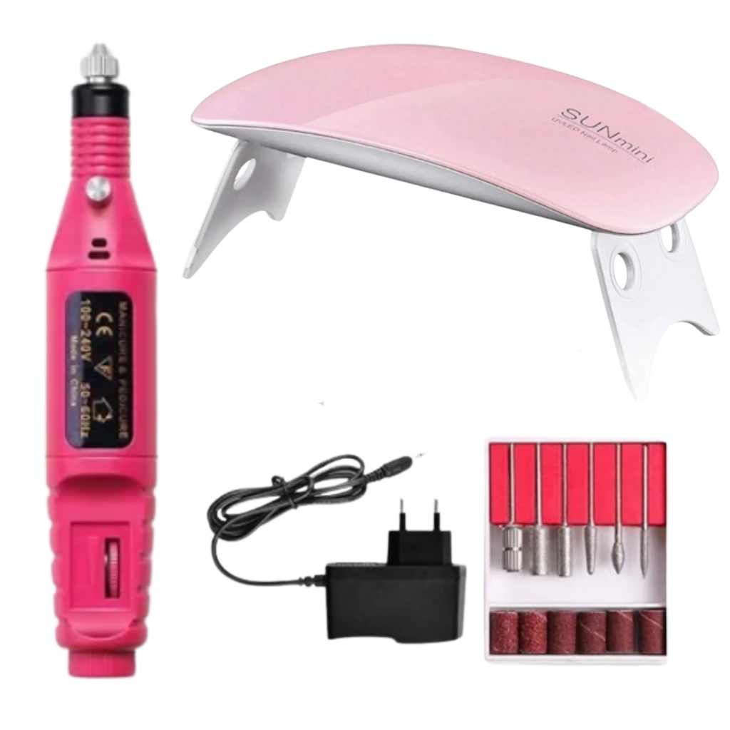 Kit Lixadeira Elétrica + Mini Cabine UV/LED para Unhas Gel, Acrigel e Alongamento – Nail Designer