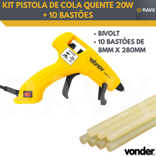 PISTOLA DE COLA QUENTE PCV0007 VONDER + 10 BASTOES COLA 8X280MM VONDER em Oferta na Shopee
