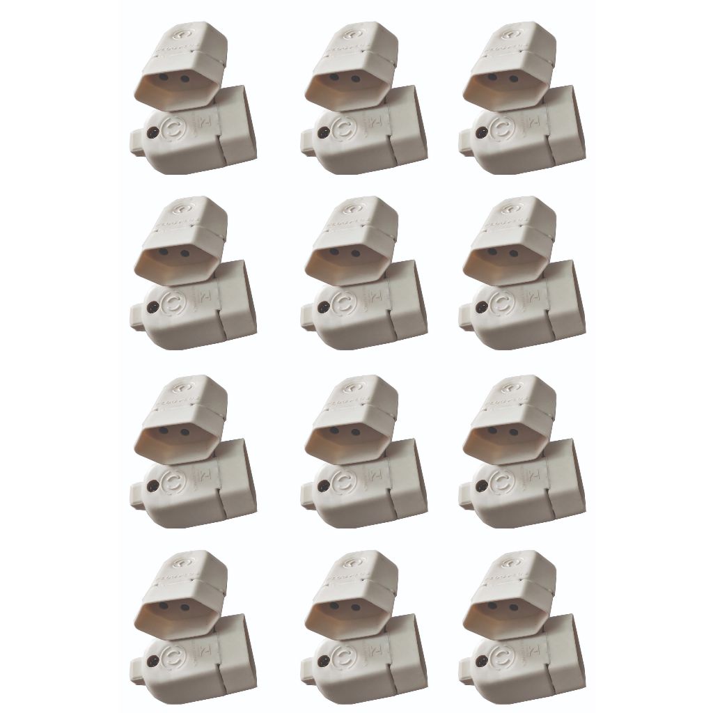 Kit 12 Plugues Tomada Femea 10a 2p Branco Latão Plug Plus