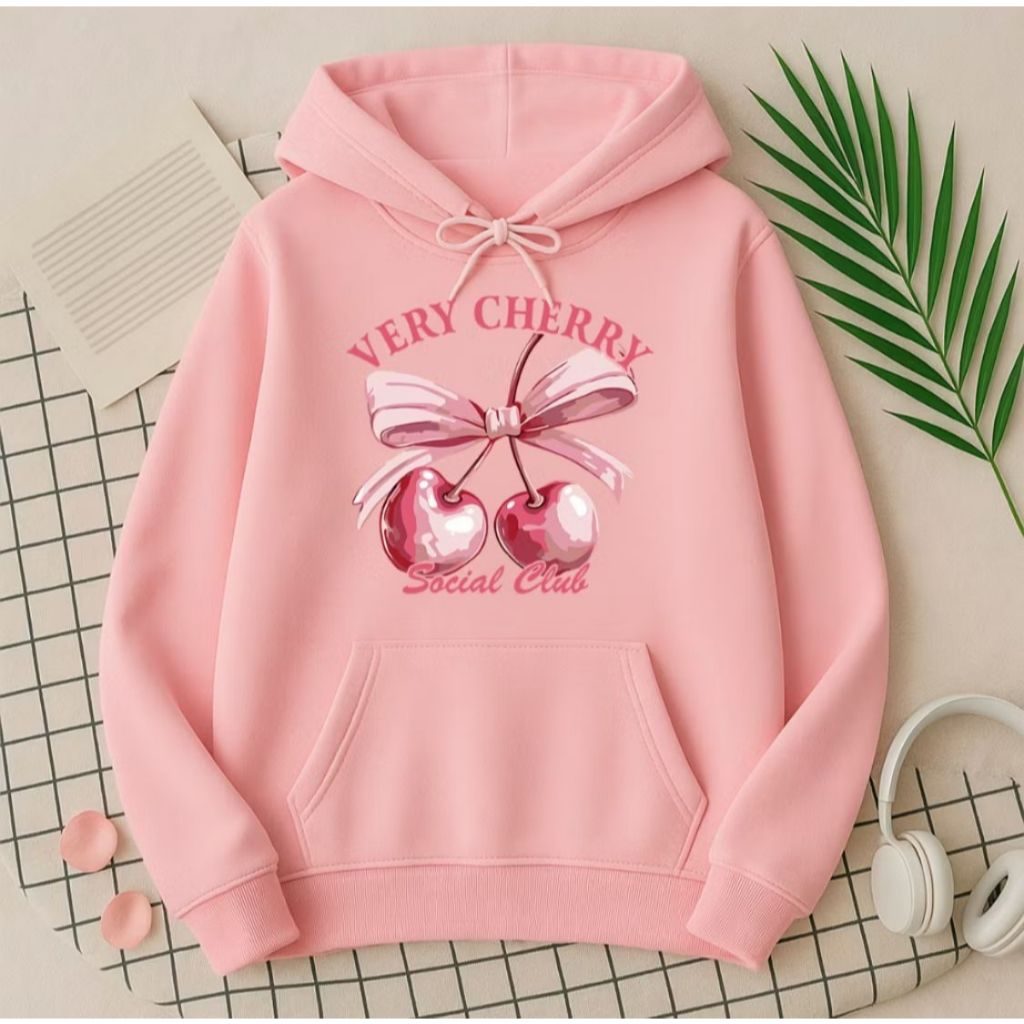 Blusa de Frio Moletom Feminino Cereja Laço Very Cherry Social Club Tendência