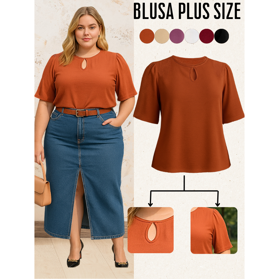 BLUSA FEMININA PLUS SIZE GRANDE CONFORTÁVEL TECIDO DUNA BLUSAS FEMININAS SOCIAL MODA VERÃO BLUSINHA FEMININO BASICA LUXO
