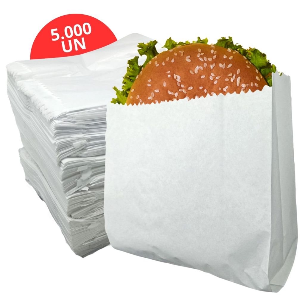 Saco Papel Mono Lanchonete Hamburguer Salgado Pacote C/ 5.000 Unidades