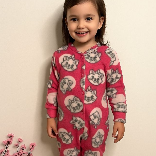 Macacão Infantil Pijama Menina Soft Roupa de Menina Inverno Quentinho 2 ao 8