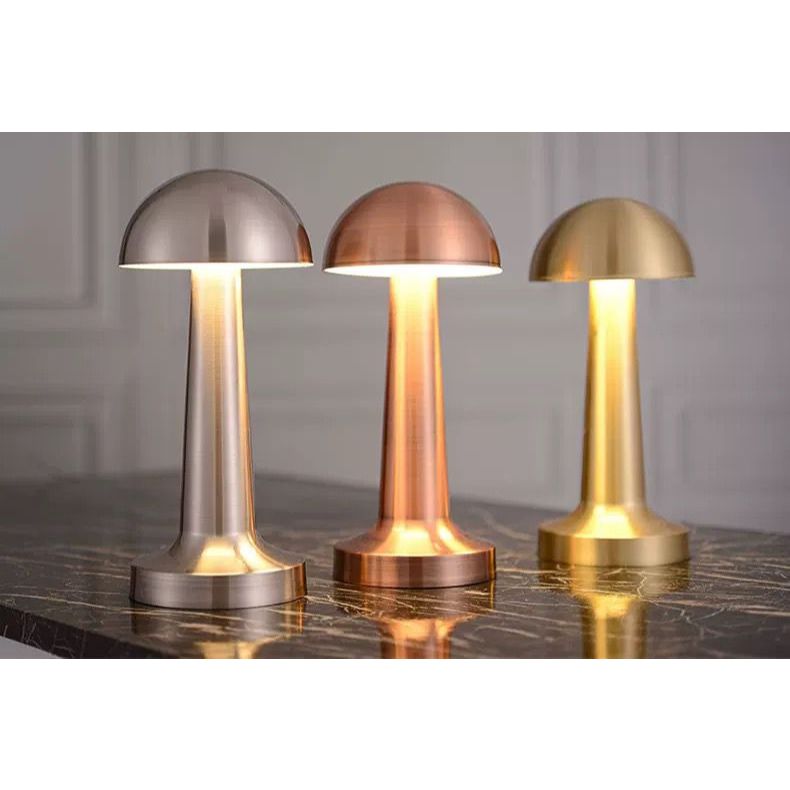 Luminaria Abajur de Mesa Cogumelo Candeeiro Dourado 3 Tons de Luz Bateria Recarregável USB