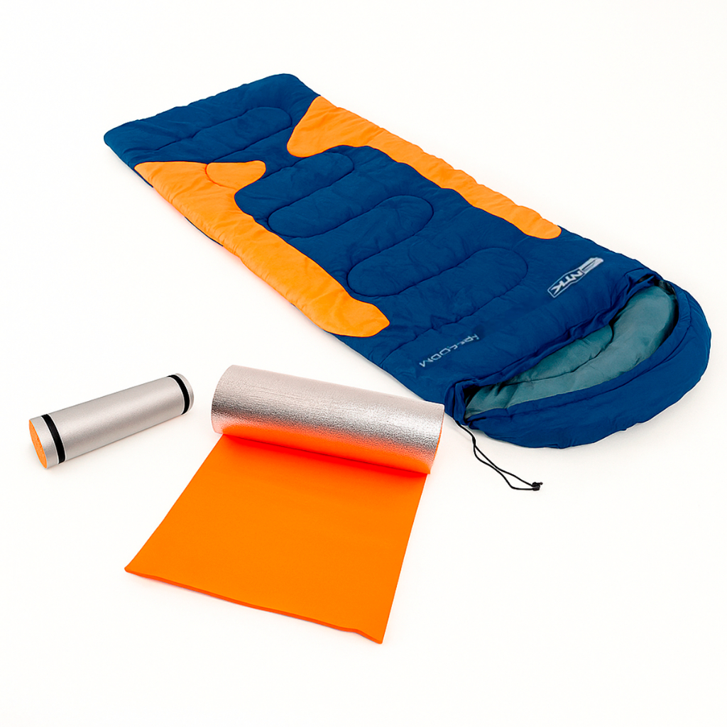 Saco de dormir Freedom NTK Solteiro Azul e Laranja + Isolante Térmico Camping Praia - Kala/Nautika em Oferta na Shopee