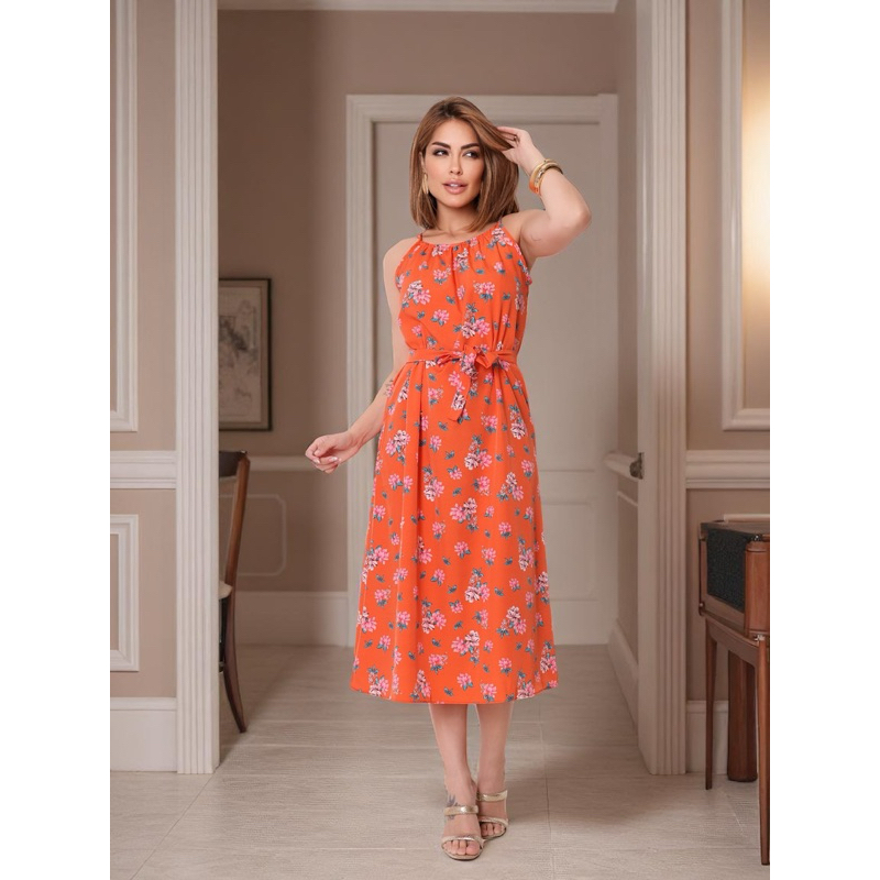 vestido alça uinico  Moda simples de verão Meninas e tias podem usar
