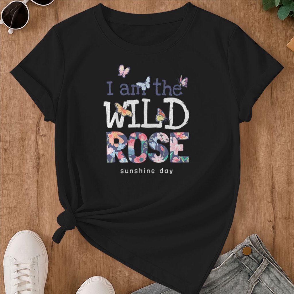 Camiseta estampada - Wild Rose | borboletas e flores | blusa feminina t - shirt premium 100% algodão oversized