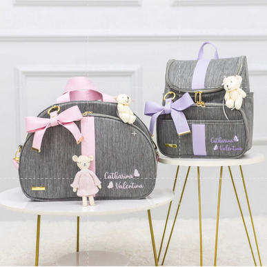 Kit Maternidade 2 Peças Bolsa e Mochila Personalizado Térmica Impermeável, Coleção Roraima