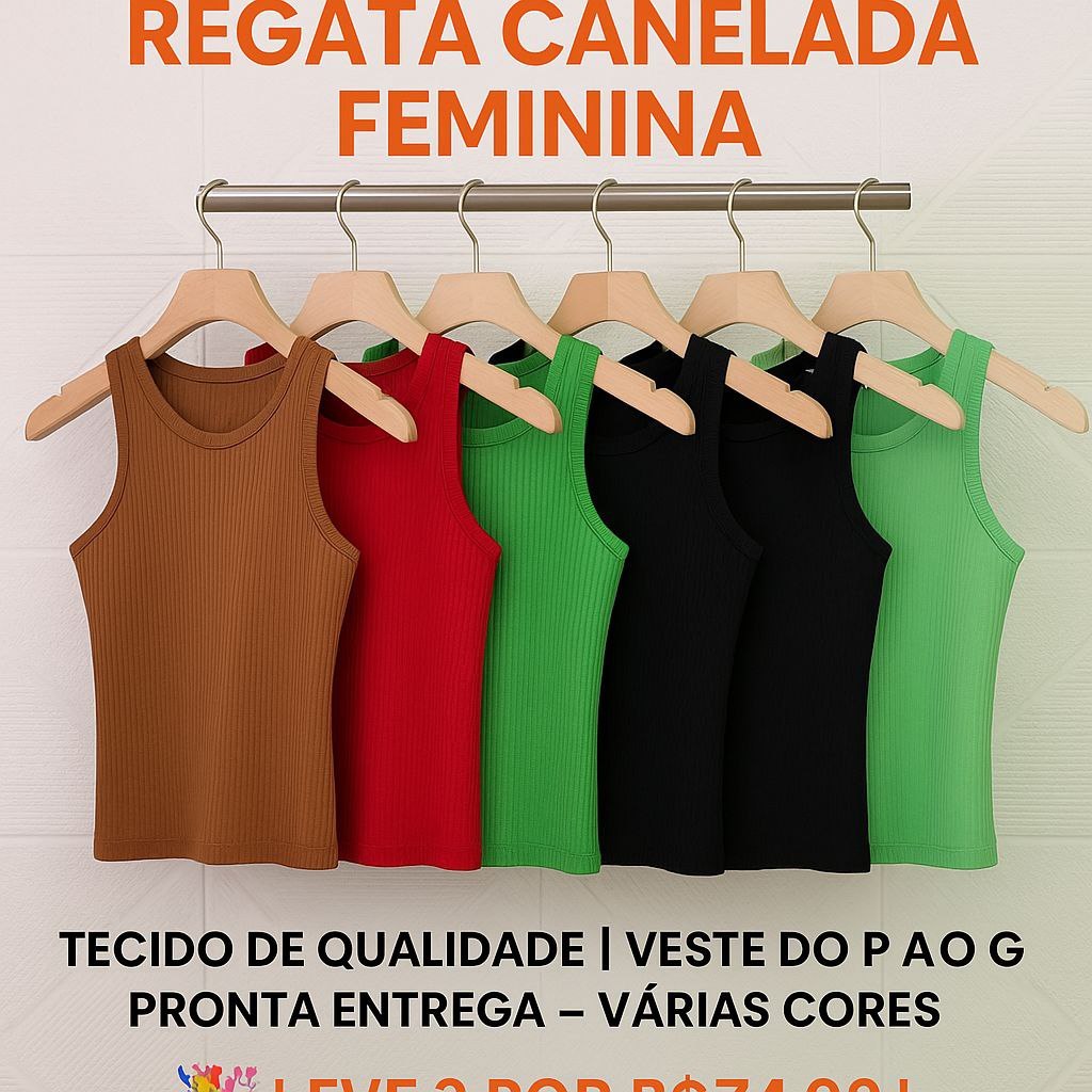Kit 2 Regatas Canelada Feminina  Ribana  Premium Blusinha Basica  Blusinha Gringa Feminina Tendencia verâo.